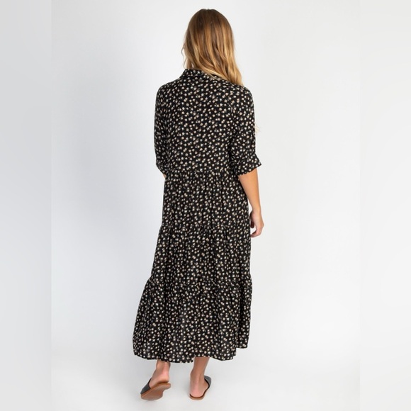 Natural Life Rebecca Boho black Floral Tiered shirt Midi maxi Dress Lβ - Picture 14 of 14